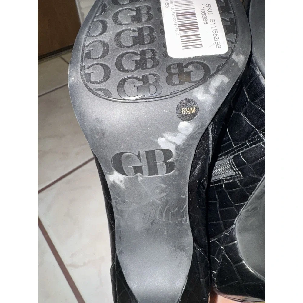 NWOB Gianni Bini Ankle Boots Croc-embossed Leather Boots Size 6.5 - Picture 9 of 11
